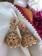 AD Stone Jhumkas with centre Pink Stone -G2092