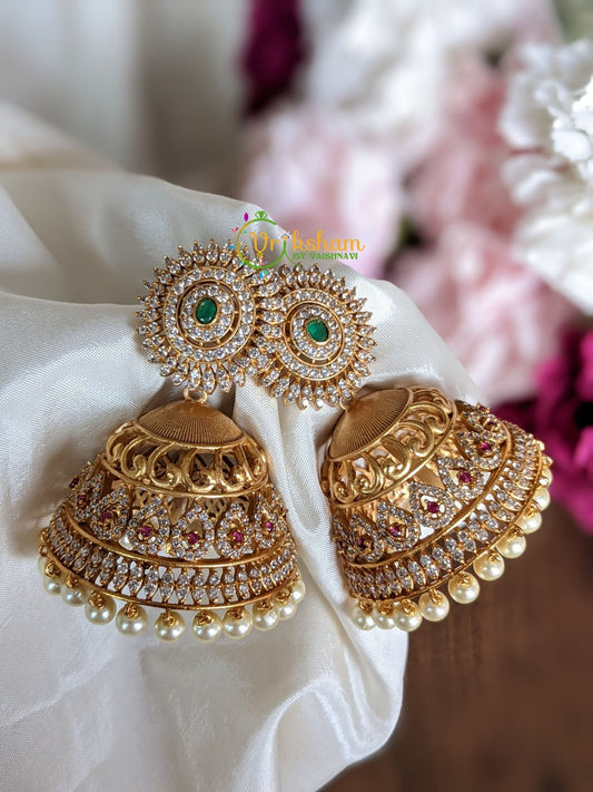 Premium AD Stone Jhumkas -Bridal Jhumkas -G2074