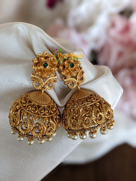 Matt peacock Jhumkas -Filigree jhumkas -G2072