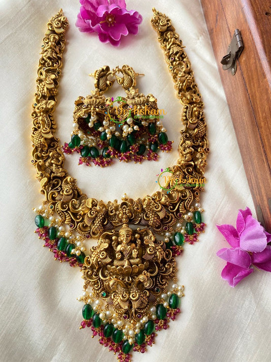 Antique Lakshmi Temple Haram -Intricately designed Lakshmi Neckpiece -G2205