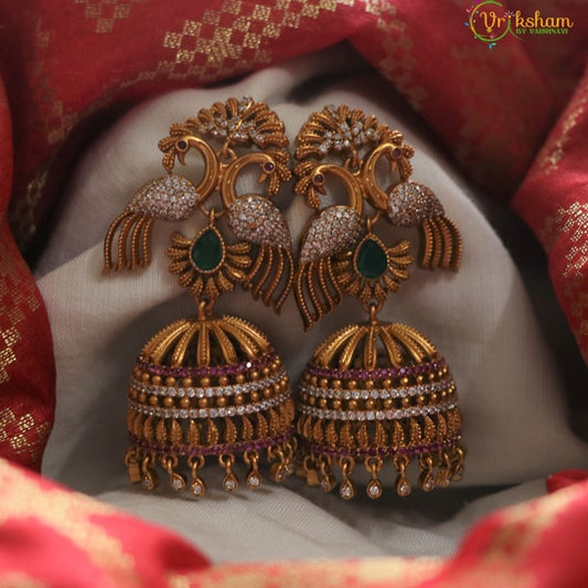 Bridal Peacock Matt Jhumkas-G238