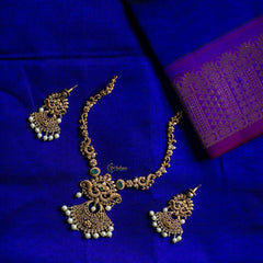 Gold Look Alike Short Neckpiece - Dual peacock -G155